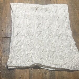 Hand made crochet ivory   Knitted baby  Throw Blanket
